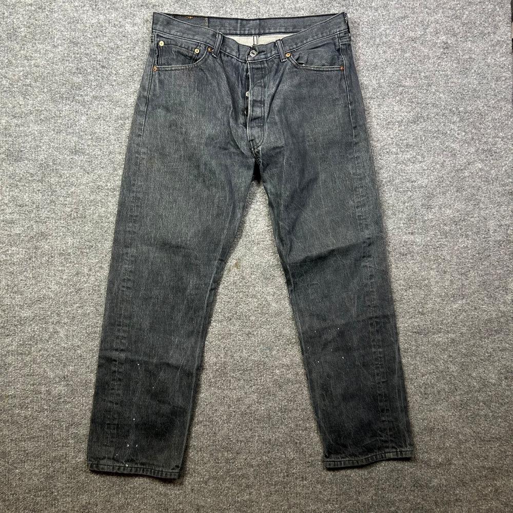 Levi's 501 Jeans Men 36X32 Charcoal Gray Good Straight Leg Button Fly Denim